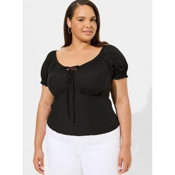 torrid Tops - Torrid Challis Puff Sleeve Crop Top Womens Size 2X Lightweight Blouse Summer